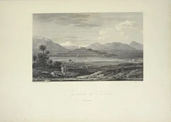 Pyramid of Cholula, drawn by Gmelin, illustration from 