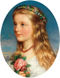 Friedrich Krepp Portrait of a Girl with Flower Wreath and Roses