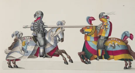 Two knights at a tournament, plate from 