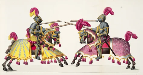 Two knights at a tournament, plate from 