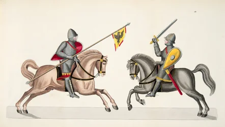 Two knights at a tournament, plate from 
