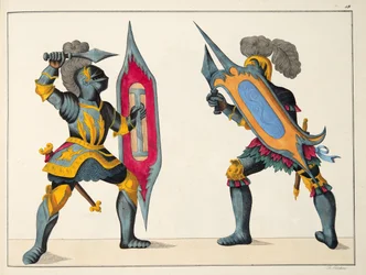 Two Knights Fighting, Plate from 