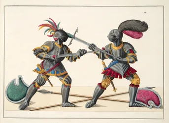 Two Knights Fighting, Plate from 