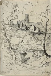 Italian Town with River (front); View of a Town (back)