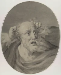 Old man with beard, scuffling his hair