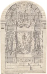 An Elaborate Altar with the Resurrection of Christ and the Martyrdom of Saint Andrew