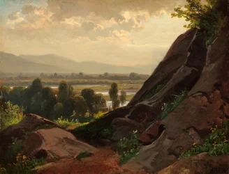 Mountain Landscape with Rock Formation in the Foreground