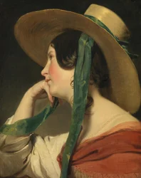 Young Girl with Straw Hat