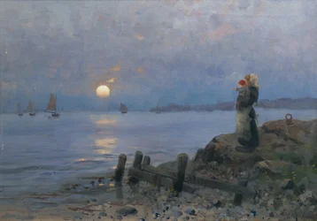 Woman and child at the beach