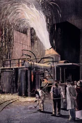 The Bessemer process for the mass-production of steel, developed by Sir Henry Bessemer