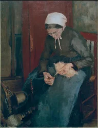 Old Woman Spinning