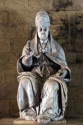 Statue of Pope Julius III by Sculptor Fulvio Signorini in the Chigi Saracini Palace, Siena, Siena Province, Tuscany, Italy