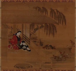 Garden, Interior and Seated Girl, Edo Period, 1615-1868
