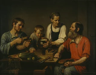 Peasant family before dinner