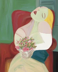 Abstract Woman with Flowers