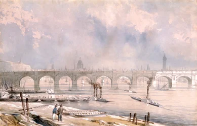 Waterloo Bridge, looking towards the City, London, 1847