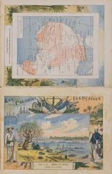 Map of French Possessions and Spheres of Influence in Africa and a View of the River Senegal, Cover of a School Exercise Book