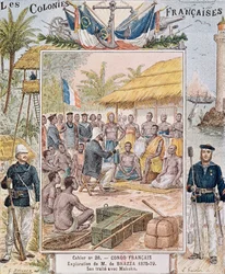 The Exploration of M. de Brazza (1875-79) His Treaty with Makoko, illustration from 