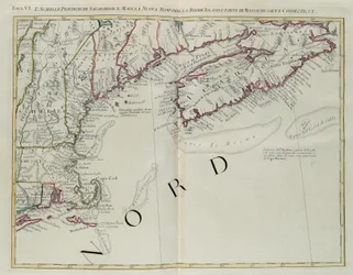 Acadia, the Provinces of Sagadahoc and Maine, New Hampshire, Rhode Island and Part of Massachusetts and Connecticut, Engraving by G. Zuliani