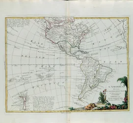 America divided into its main states, engraving by G. Zuliani taken from Tome I of the Newest Atlas published in Venice in 1776 by Antonio Zatta