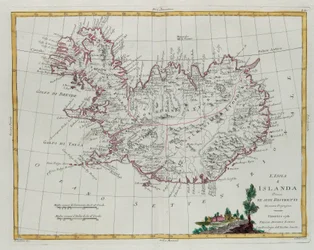 Iceland divided into its districts, engraving by G. Zuliani from 
