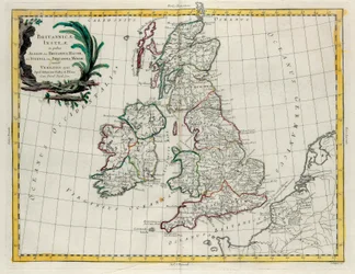 The British Isles in which are found Albion or Greater Britain and Ivernia or Lesser Britain, engraving by G. Zuliani taken from Tome I of the Newest Atlas published in Venice in 1785 by Antonio Zatta