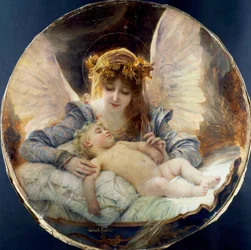 The Guardian Angel. Painting by Gabriel Joseph Marie Ferrier. Private Collection