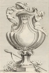 Design for a Vase with a Faun and a Nymph, from Book of Vases, plate 1, 1742-50