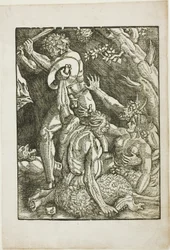 Hercules, Two Satyrs, and a Woman, plate two from The Labors of Hercules