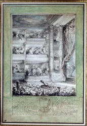 The Coronation of Voltaire (1694-1778) at the Théâtre-Français on 12/04/1778. Dimensions: 0.35 x 0.24 m. Paris, Musée du Louvre