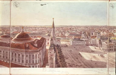 Panorama of Moscow, depicting the former Senate Palace (now the Cabinet Office), the Kremlin fortifications and Red Square, 1819