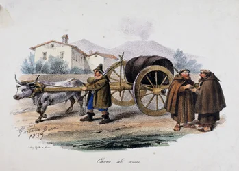 Wagon carrying wine barrel