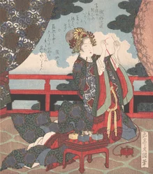 Lady Threading Needle on Verandah, 19th century