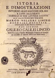 Title page of History and demonstrations concerning sunspots and their properties