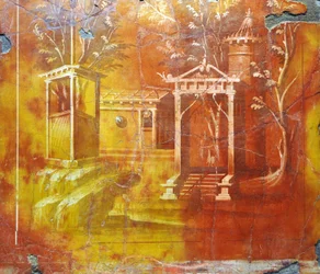 Roman Art: Architectural Landscape with Temple and Sacred Portal from Villa Papiri
