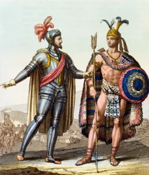 The Encounter between Hernan Cortes and Montezuma II from 