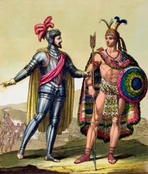 The Encounter between Hernando Cortes and Montezuma II, Mexico, 1519 c1820-1839