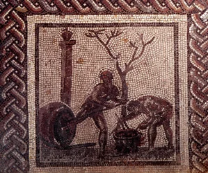 Gallo Roman Art: Mosaic Paving Representing a Rustic Calendar, Jar Poistering Scene