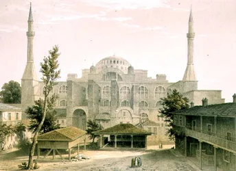 Haghia Sophia, plate 16: principal facade, engraved by Louis Haghe, published 1852