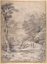Mountain Road Winding Through Woodland and Rocks