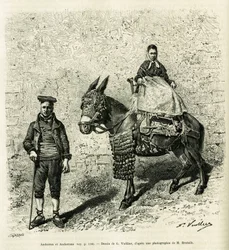 Andorra and Andorra. Engraving by G. Vuillier, to illustrate the story 