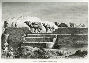 The Reservoir of Abdallah (Saudi Arabia) (engraving by G. Vuillier, to illustrate the story 