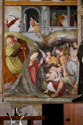 Adoration of the Shepherds with Musician Angels, Annunciation and Visitation