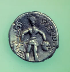 Coin of the Eduen people representing a warrior