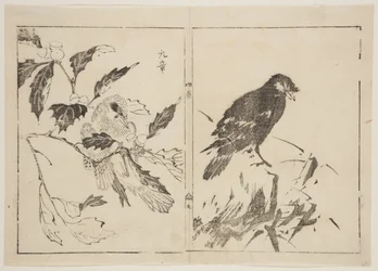 Two pieces depicting birds and flowers