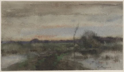 Marsh Landscape with Sunset