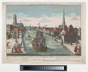 View of the Wester Oude Hoofdpoort and the Ooster Oude Hoofdpoort in Rotterdam