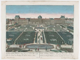 View of the Palais des Tuileries in Paris from the Tuileries Garden