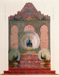 Design for Peacock Throne of Moorish Cloister in Royal Castle of Ludwig II in Linderhof