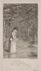 A Young Lady Standing in a Forest by the Water